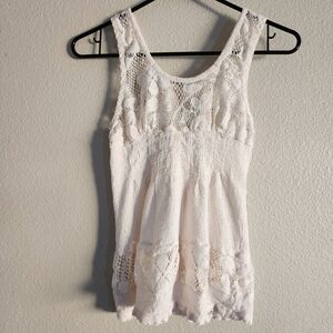 Free People Size 2 White Lace Sleeveless Top Vtg Tag